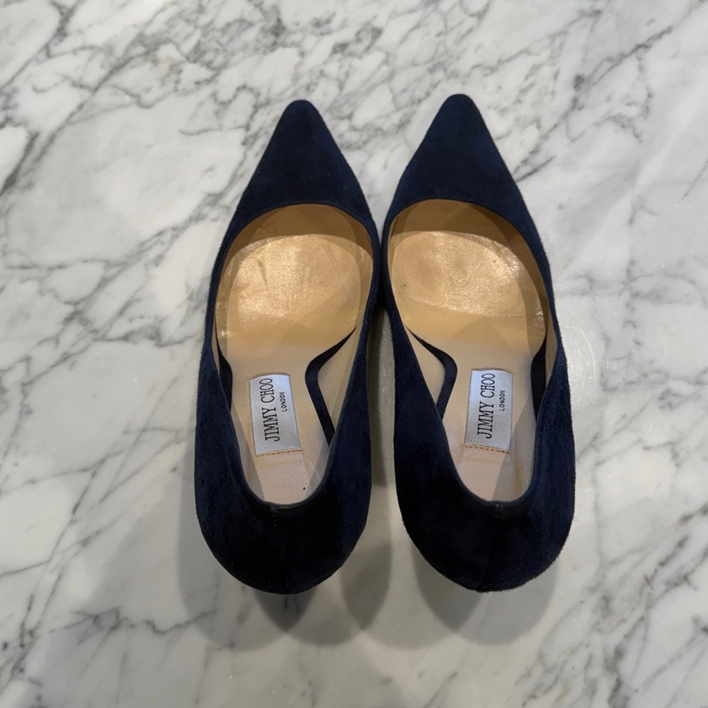 JIMMY CHOO Romy 100 Suede Pumps,
Navy Blue 38.5 - Picture 7 of 17